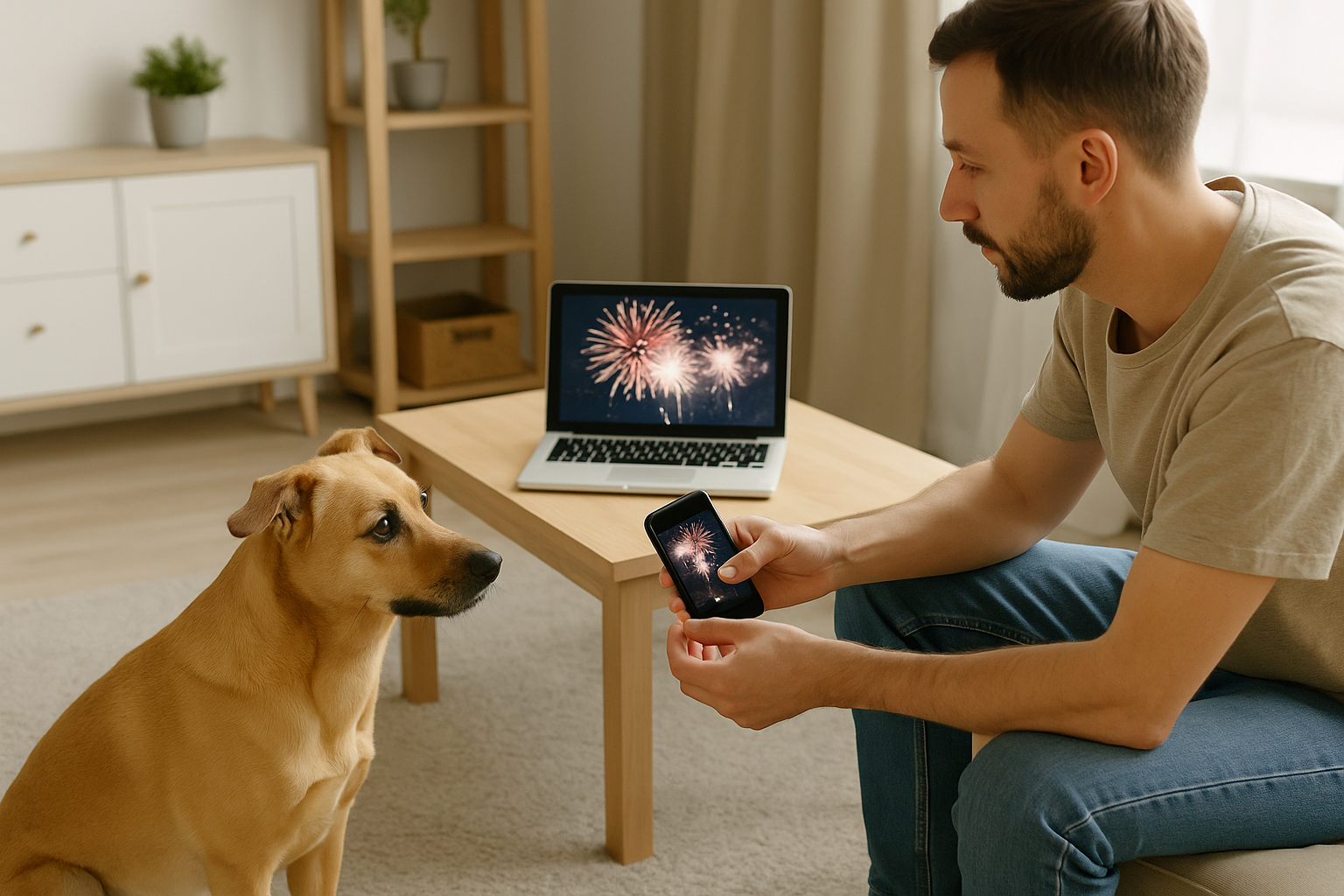 Cachorro com Medo de Fogos