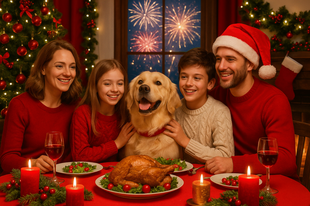 cachorro e fogos de artifício